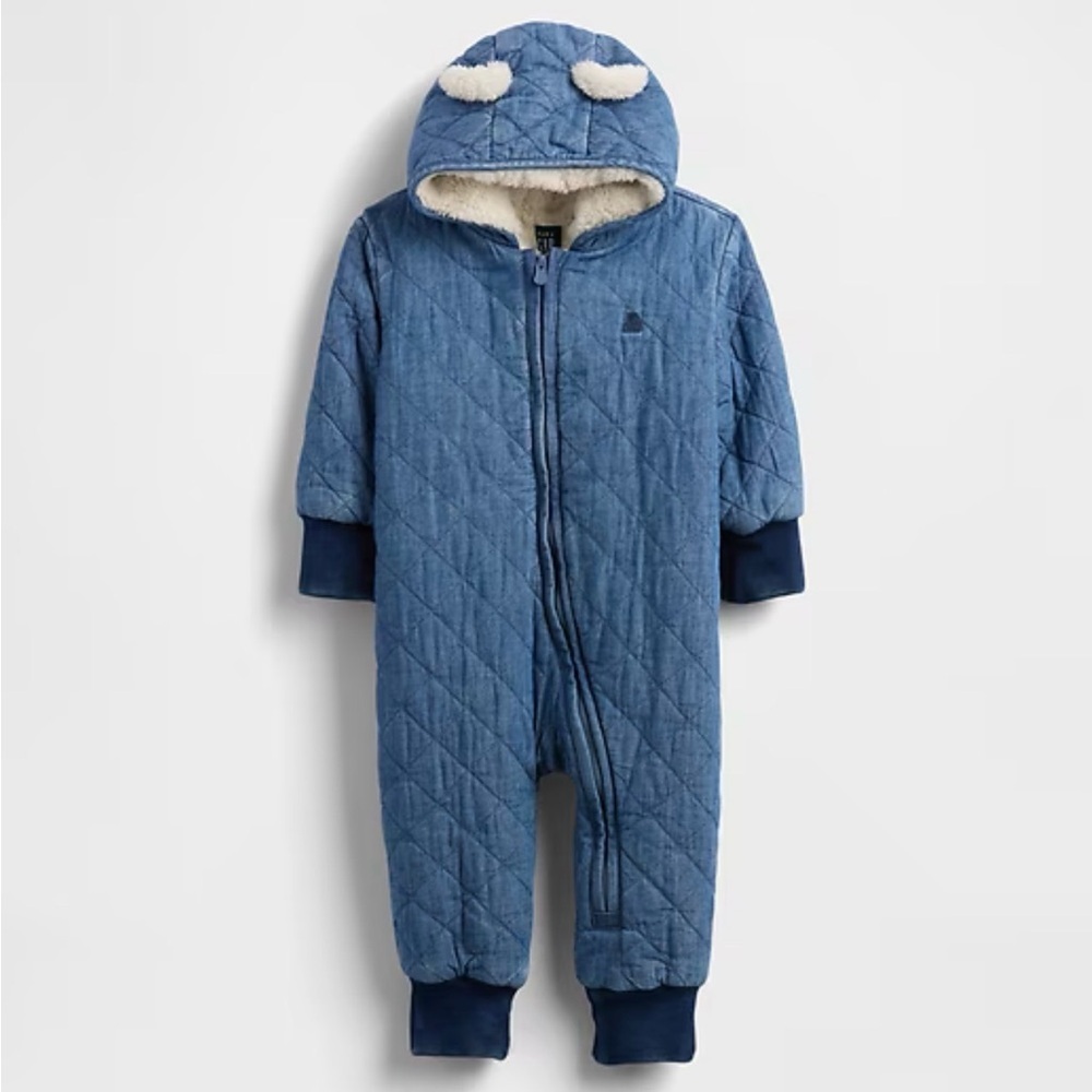 Baby Quilted Denim Cozy One-Piece